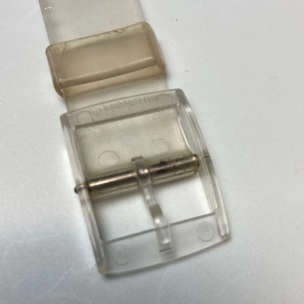 Swatch GZ159 jelly skeleton piano, clear strap and case, new battery, Y2K